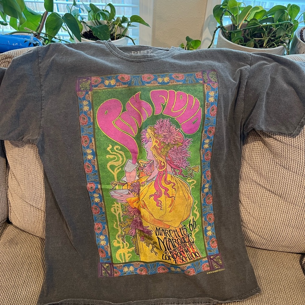 Pink Floyd Distressed Tee with Pink and Green Accents